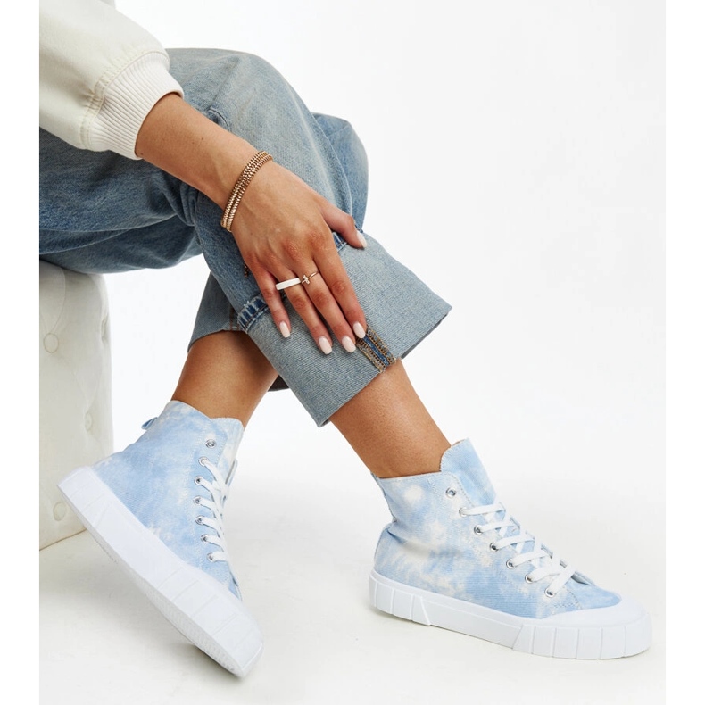 Raissa blue high-top fabric sneakers 1