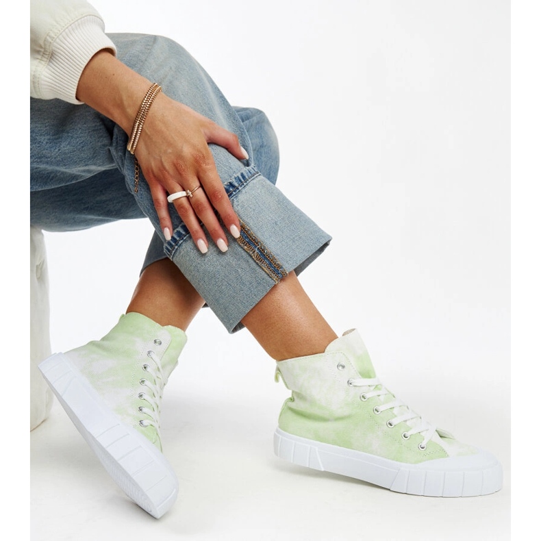 Light green Raissa high-top fabric sneakers 1 Light green Raissa high-top fabric sneakers 1