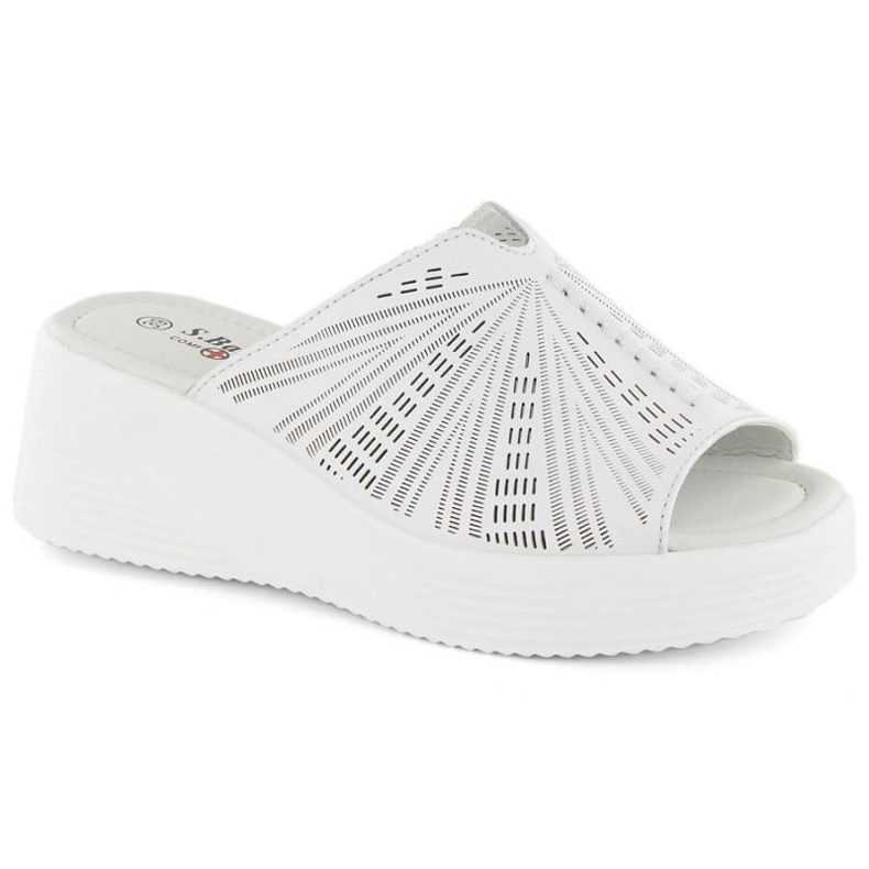 Leather wedge mules S.Barski W OLI255A white 1