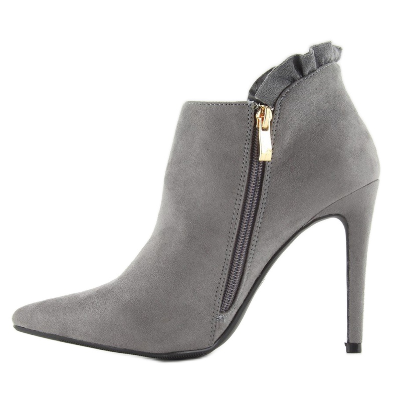 Boots on a high heel with a frill c71p gray grey 2