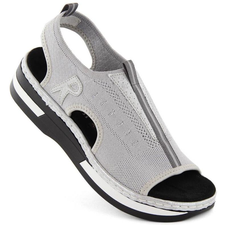 Comfortable slip-on sandals Rieker W RKR686 metallic 1