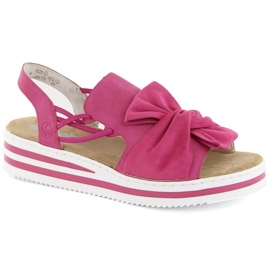 Comfortable platform sandals Rieker W RKR687 fuchsia pink 1