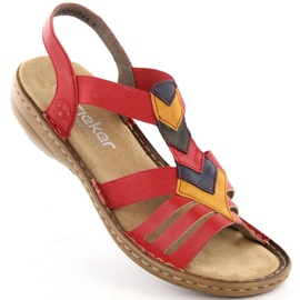 Comfortable sandals with elastic bands Rieker W RKR690 red 1