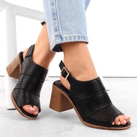 Women's black openwork high-heeled sandals Sergio Leone SK565 1