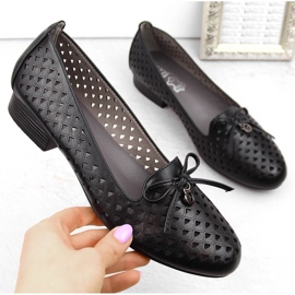 Women's openwork low-heeled shoes, black Jezzi ASA178-5 1
