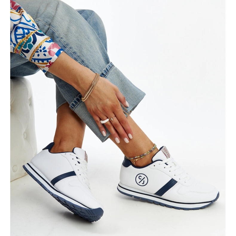 White and navy blue women's sneakers by Cross Jeans 1