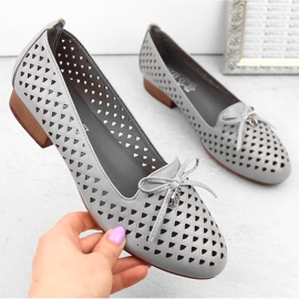 Women's openwork low-heeled shoes, gray Jezzi ASA178-5 grey 1