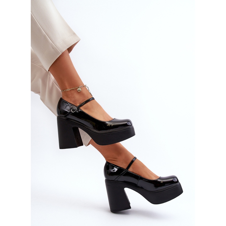 Women's Patent Leather Shoes On Platform And High Heel Big Star NN274004 Black 1