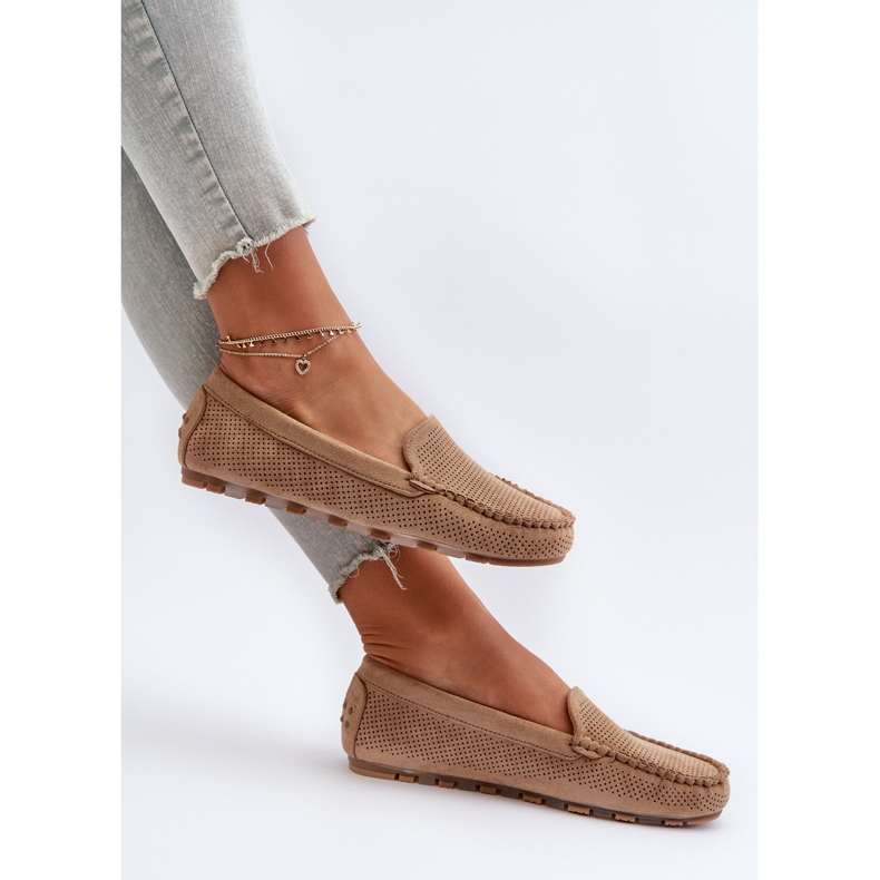 Women's Suede Moccasins Dark Beige Ranica 2 Women's Suede Moccasins Dark Beige Ranica 2