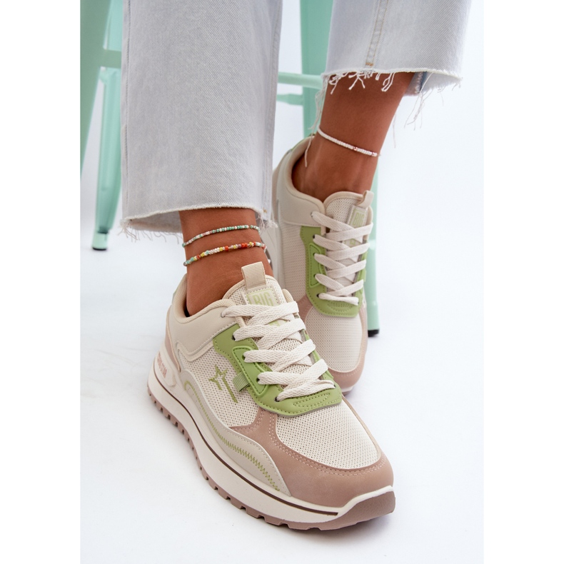 Big Star Women's Sneakers NN274A091 Beige and Green 1