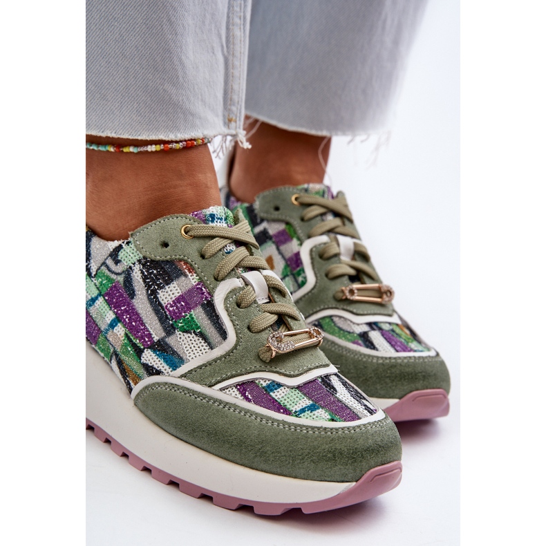 Women's Leather Sneakers on the Platform Maciejka 06390-09 Celadon green 2