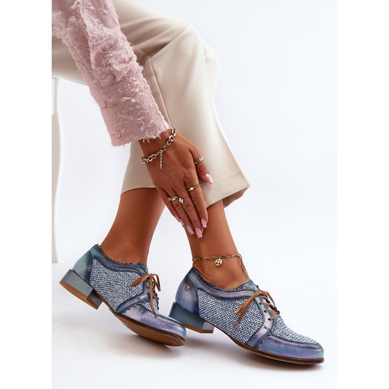 Women's Laced Shoes Natural Leather Maciejka 06452-06 Blue 1