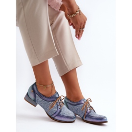 Women's Laced Shoes Natural Leather Maciejka 06452-06 Blue 2