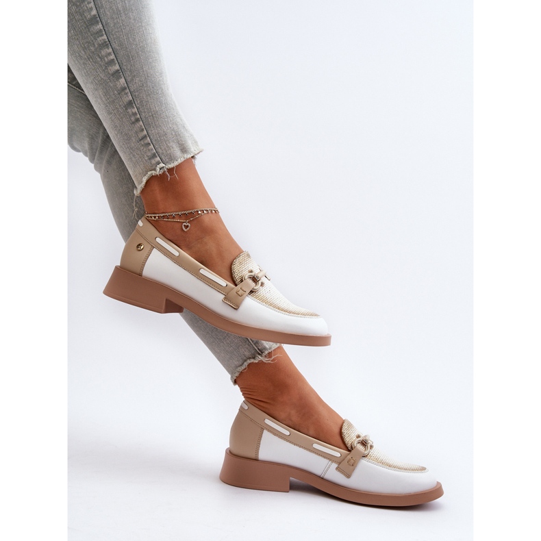 Leather Moccasins Women's Shoes Maciejka 06493-11 White and Beige 1