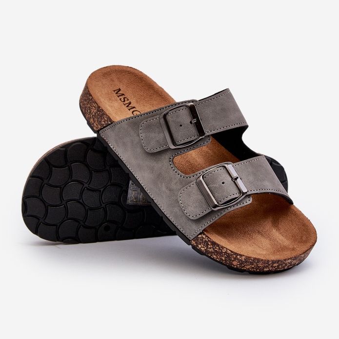Men's flip-flops with a cork sole, Gray Rosawia grey 2