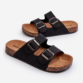 Men's flip-flops with a cork sole, Black Rosawia 1