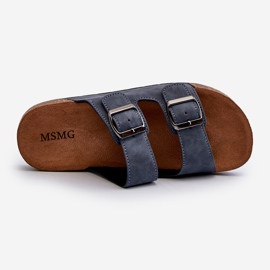 Men's flip-flops with a cork sole, navy blue Rosawia 1