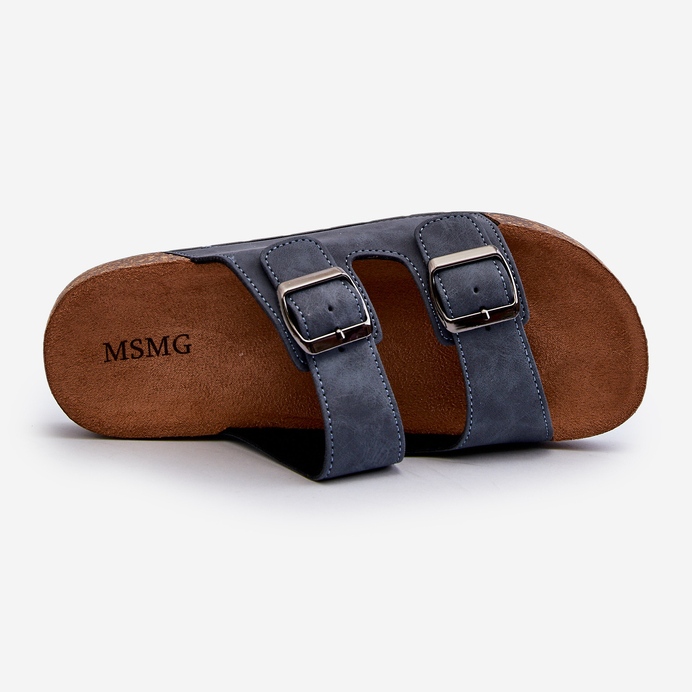 Men's flip-flops with a cork sole, navy blue Rosawia 1