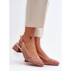 Jezzi Pink Block High Heel Pumps Gemifa 2