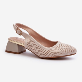 Beige Block High Heel Pumps Gemifa 1