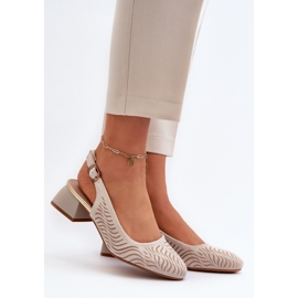 Beige Block High Heel Pumps Gemifa 2
