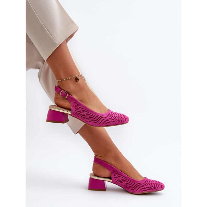 Fuchsia Block Heel Pumps Gemifa pink 1