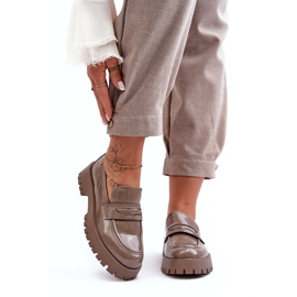 Diamantique Beige Patent Loafers on a Flat Heel 1 Diamantique Beige Patent Loafers on a Flat Heel 1