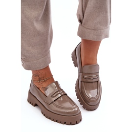 Diamantique Beige Patent Loafers on a Flat Heel 2 Diamantique Beige Patent Loafers on a Flat Heel 2