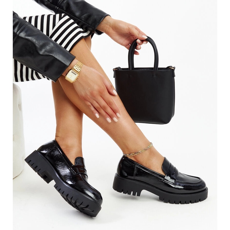 Black leather loafers 1