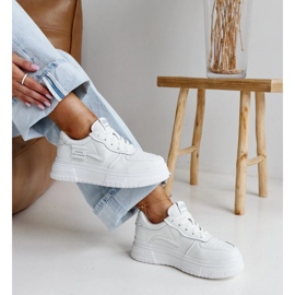 Aria white leather sneakers with a thick sole 1
