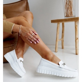 Women's white leather loafers 1