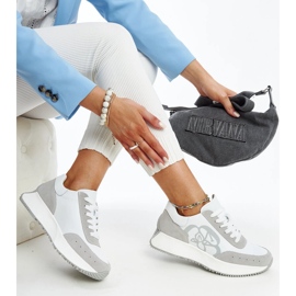 White and gray leather sneakers by Salimah 1