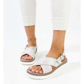 Silver leather platform sandals Ithar grey 1