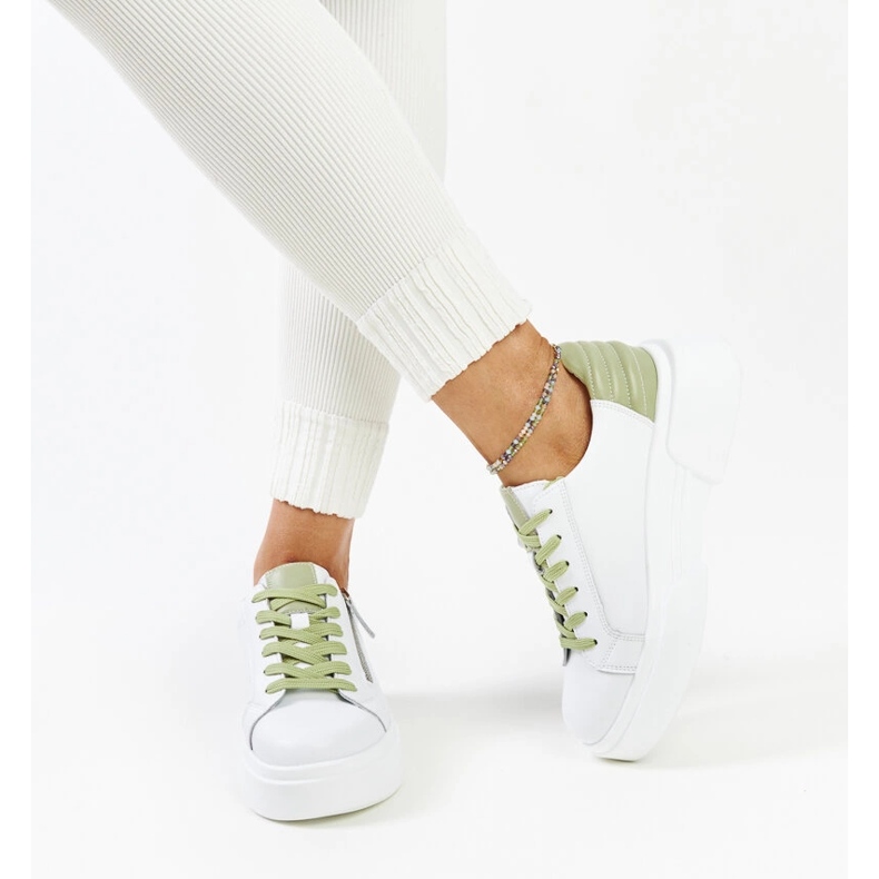 White and green Atyaf leather sneakers 2