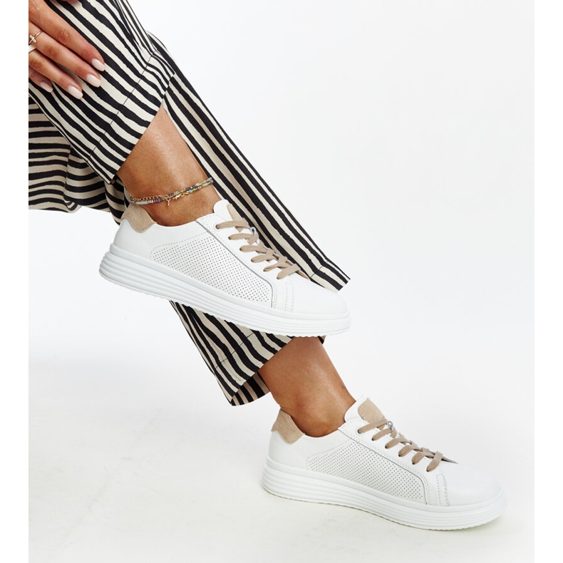 White and beige leather shoes 1