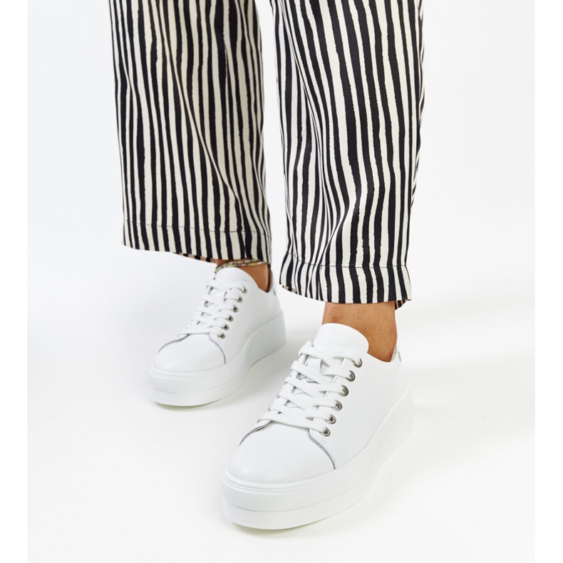 White leather shoes with a decorative buckle 1 White leather shoes with a decorative buckle 1