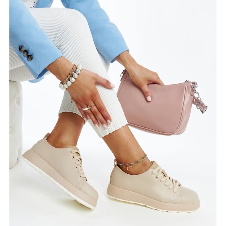 Women's beige leather sneakers 1 Women's beige leather sneakers 1