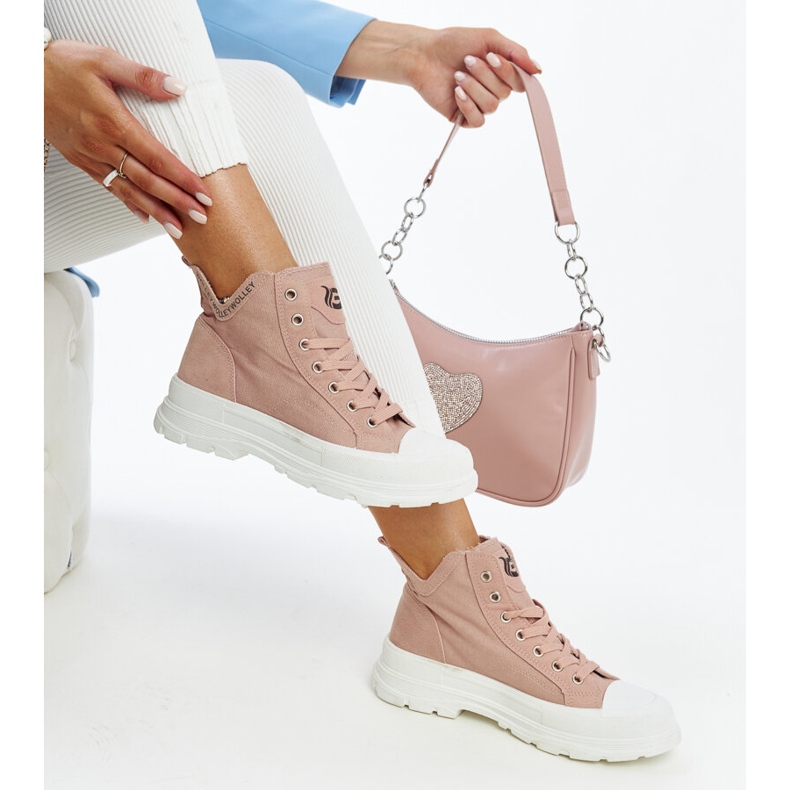 High pink sneakers with indentations by Nura 1