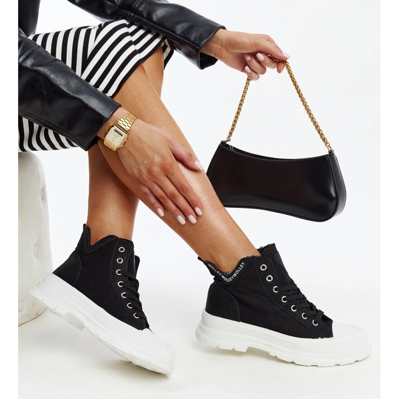 Nura high black sneakers with indentations 1