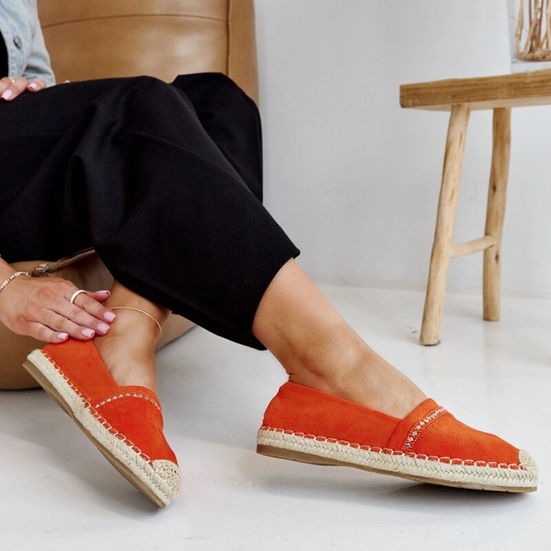 Orange espadrilles with Abia rhinestones 1