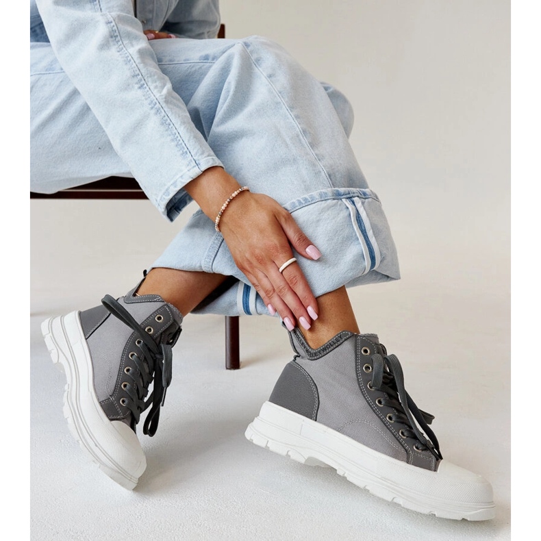 Nura high gray sneakers with indentations grey 1