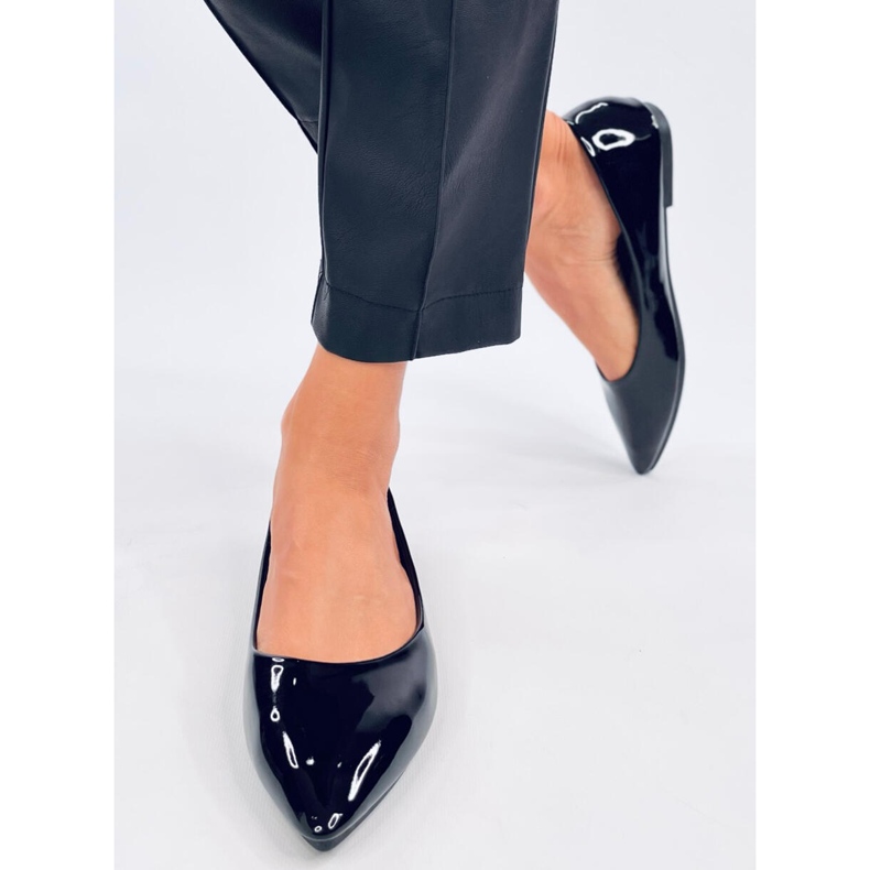 Ians Black lacquered almond toe ballet flats 1