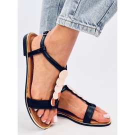 Ennes Black sandals with gold decoration 2