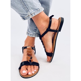 Ennes Black sandals with gold decoration 1