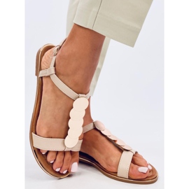 Ennes Beige sandals with gold decoration 1