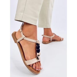 Ennes Beige sandals with gold decoration 2