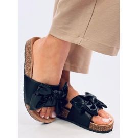 Bussi Black cork slippers with a bow 2