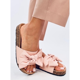 Bussi Pink cork slippers with a bow 2