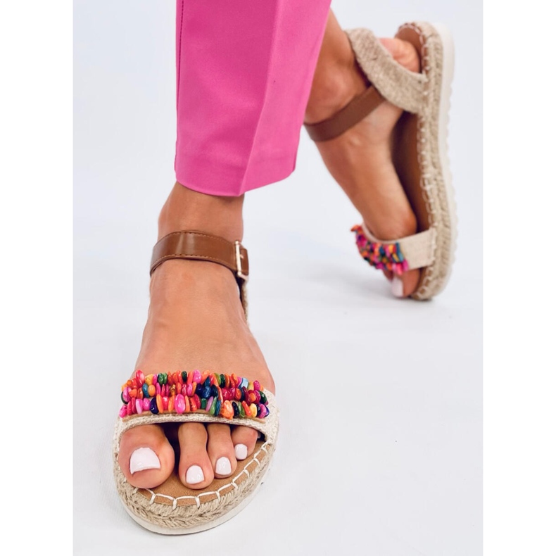 Espadrille sandals with Cottaz Apricot stones beige 1