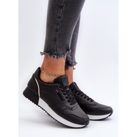 Merida Black Lace-up Platform Leather Sports Shoes 2